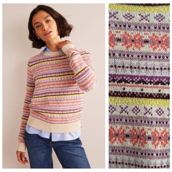 Boden Sweaters - Boden Edie Fair Isle Sweater in Pink XS